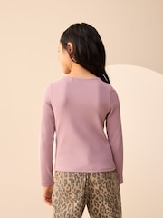 Lilac Purple Long Sleeve Ribbed Cardigan (3-16yrs) - Image 3 of 7