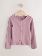 Lilac Purple Long Sleeve Ribbed Cardigan (3-16yrs) - Image 4 of 7
