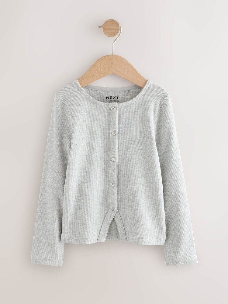 Grey Long Sleeve Ribbed Cardigan (3-16yrs) - Image 1 of 4