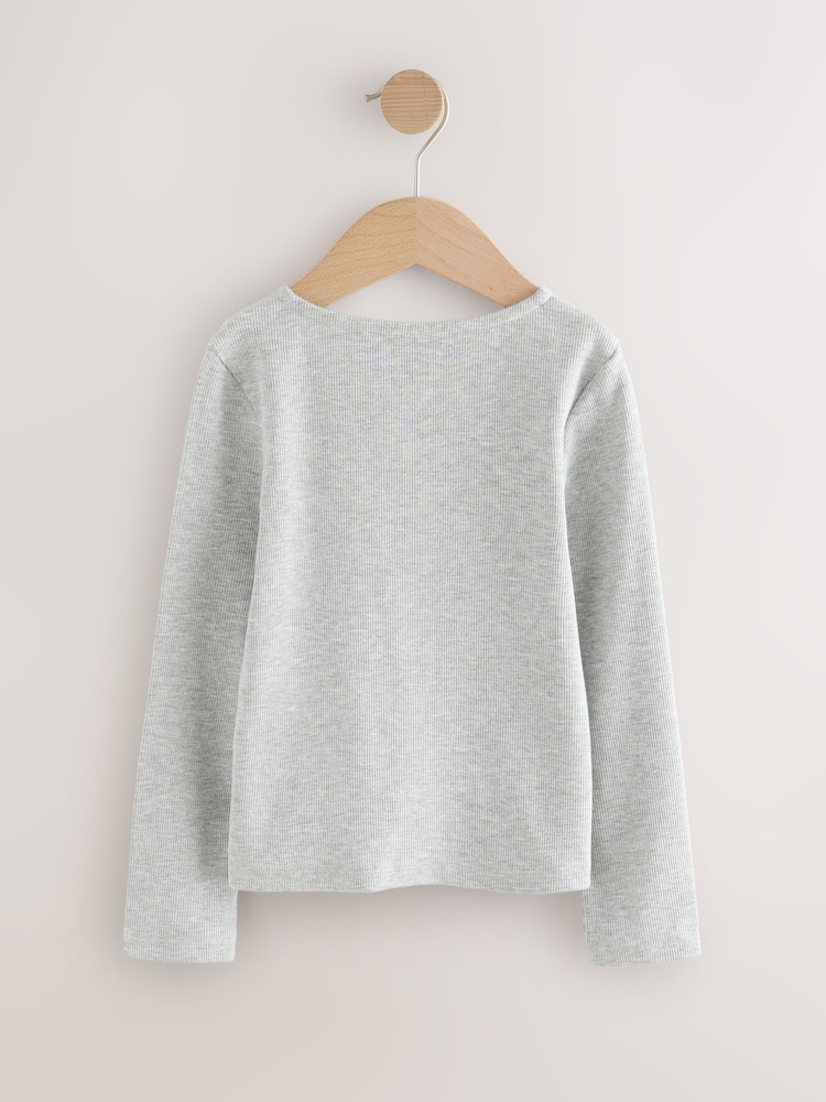 Grey Long Sleeve Ribbed Cardigan (3-16yrs) - Image 2 of 4