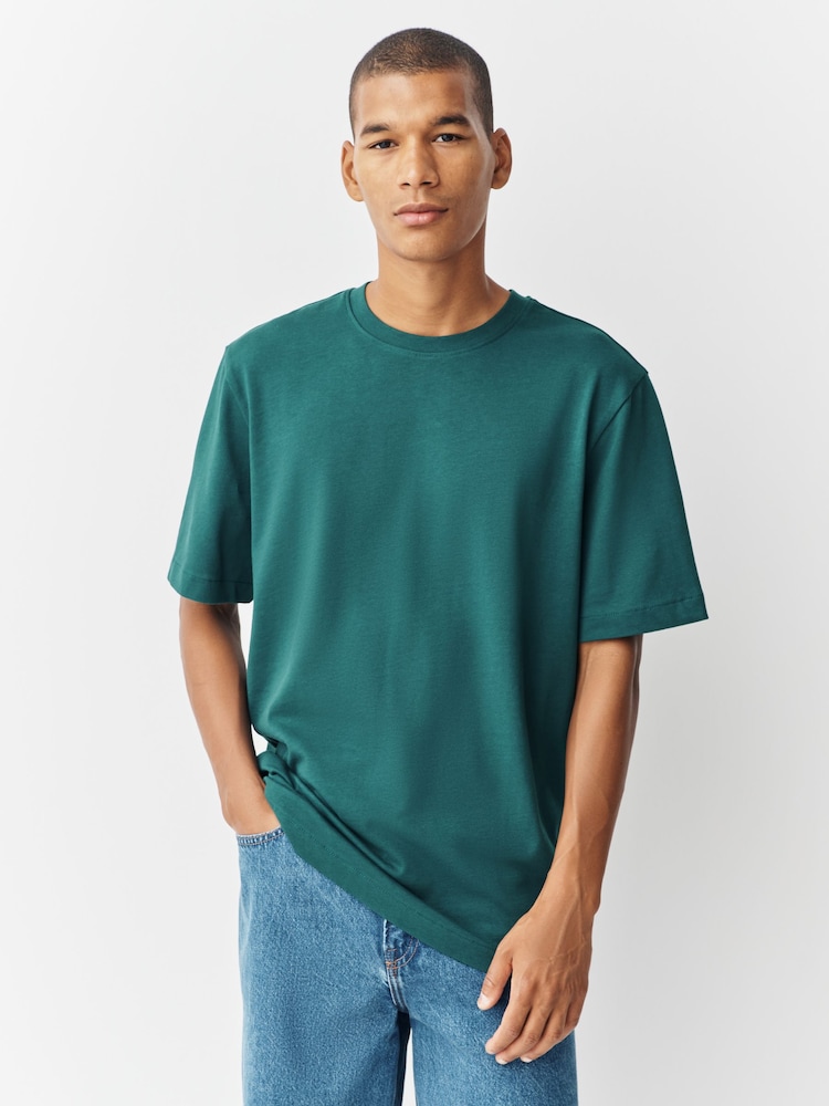 Teal Blue Regular Fit Heavyweight T-Shirt - Image 1 of 7 Teal Blue Regular Fit Heavyweight T-Shirt - Image 1 of 7