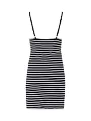 Pour Moi White Ribbed Cotton Jersey Stripe Lace Trim Chemise - Image 4 of 4