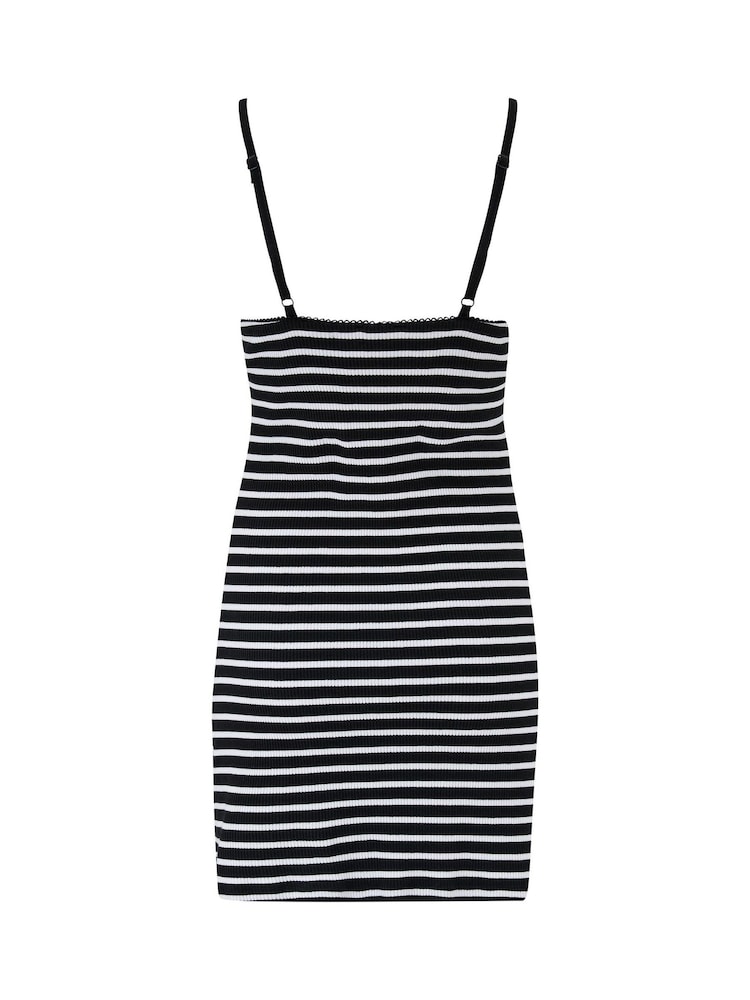 Pour Moi White Ribbed Cotton Jersey Stripe Lace Trim Chemise - Image 4 of 4