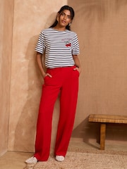 Love & Roses Ivory Stripe Cherry Mon Cheri Crew Neck T-Shirt - Image 3 of 4