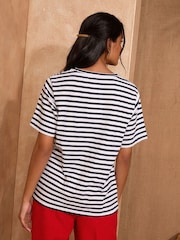 Love & Roses Ivory Stripe Cherry Mon Cheri Crew Neck T-Shirt - Image 4 of 4