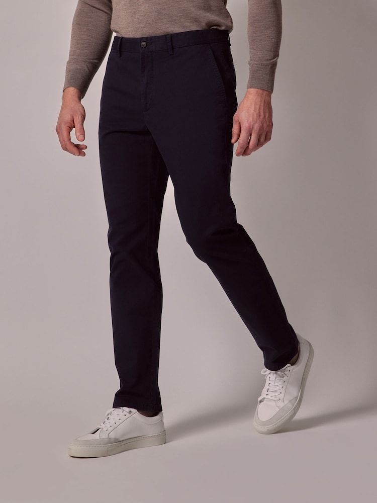 Hawes & Curtis Blue Garment Dyed Stretch Trousers - Bild 1 von 3
