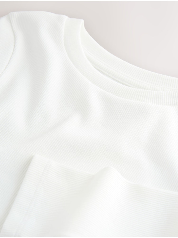 White Long Sleeve Ribbed Top (3-16yrs) - Image 4 of 4