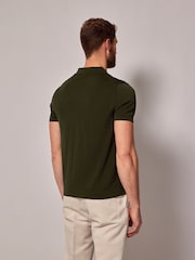 Hawes & Curtis Green Button Through Knitted 100% Cotton Polo Shirt - Image 2 of 4
