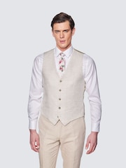 Hawes & Curtis Cream Tailored Italian 100% Linen Waistcoat - Image 1 of 3