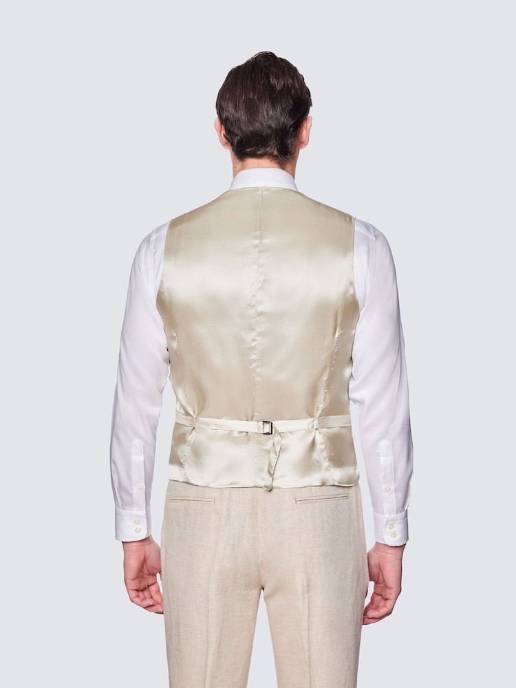 Hawes & Curtis Cream Tailored Italian 100% Linen Waistcoat - Image 2 of 3