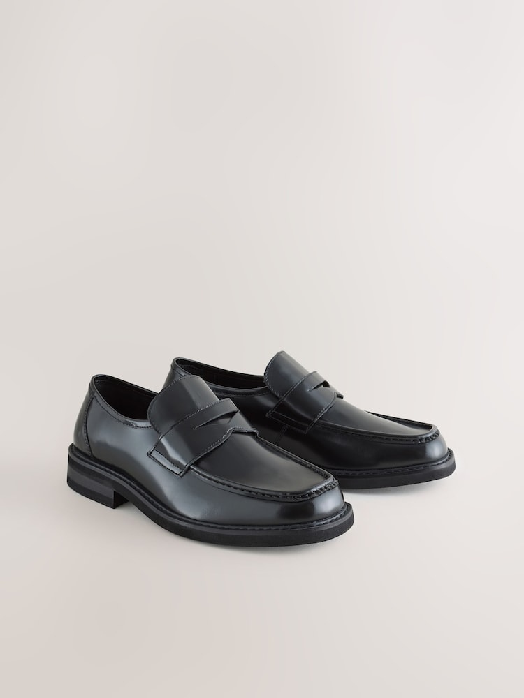 Black Square Toe Loafers - Image 1 of 5