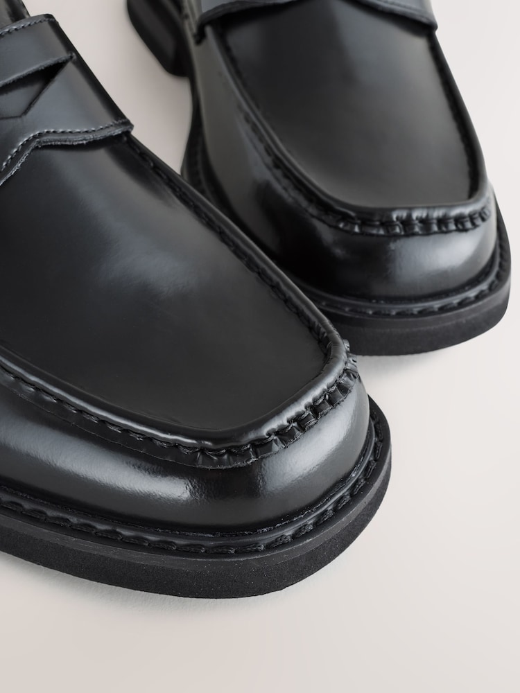 Black Square Toe Loafers - Image 5 of 5