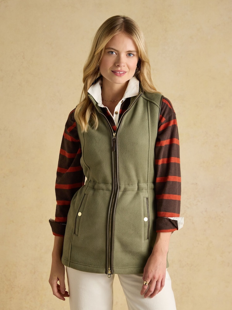 Joules Heritage Light Green Longline Fleece Gilet - Image 1 of 11