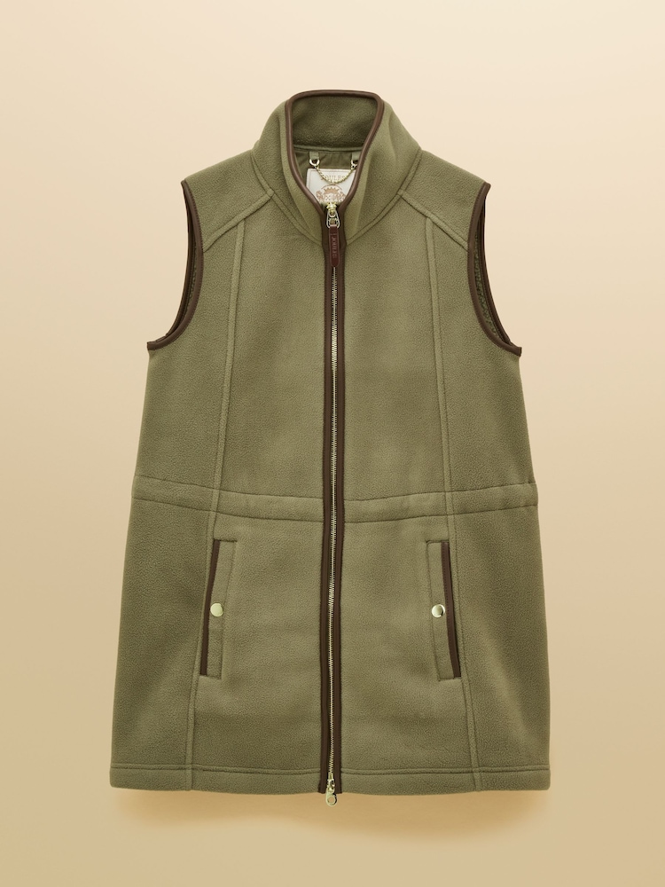 Joules Heritage Light Green Longline Fleece Gilet - Image 11 of 11