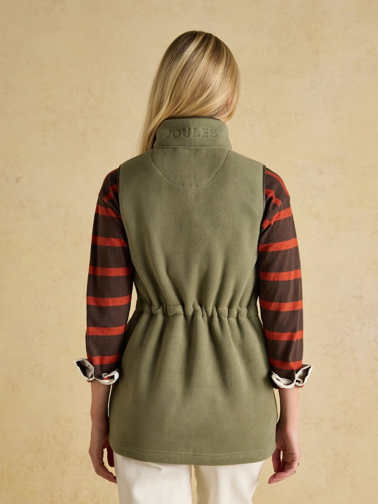 Joules Heritage Light Green Longline Fleece Gilet - Image 2 of 11