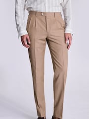 MOSS Natural Tailored Sand Herringbone Trousers - Image 1 of 3
