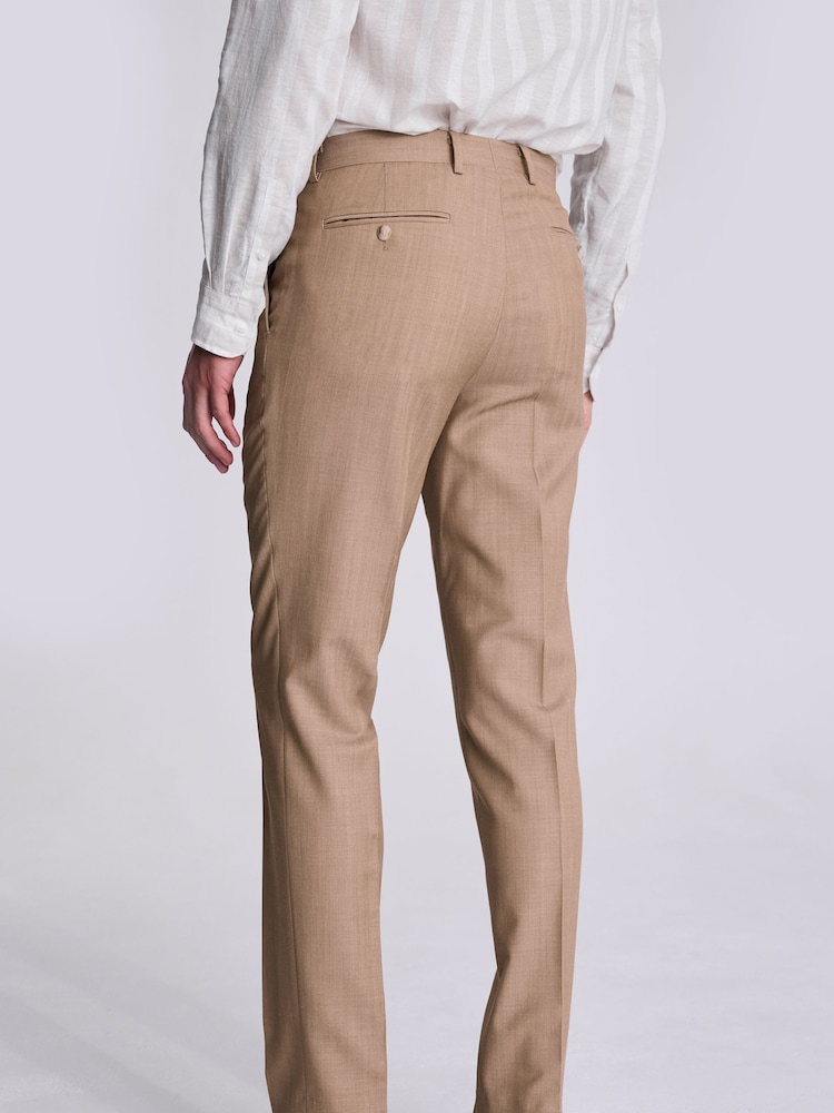 MOSS Natural Tailored Sand Herringbone Trousers - Image 2 of 3