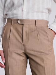 MOSS Natural Tailored Sand Herringbone Trousers - Image 3 of 3