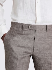 MOSS Grey Slim Fit Linen Trousers - Image 3 of 3