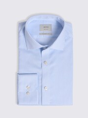 MOSS Blue Tailored Fit Sky Stripe Twill Non Iron Shirt - Image 3 of 3