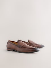 Brown Embossed Leather Loafers - Image 1 of 5