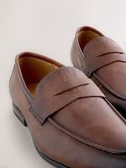 Brown Embossed Leather Loafers - Image 3 of 5