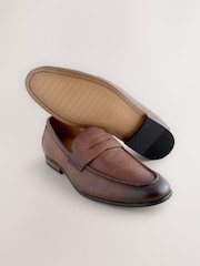 Brown Embossed Leather Loafers - Image 4 of 5