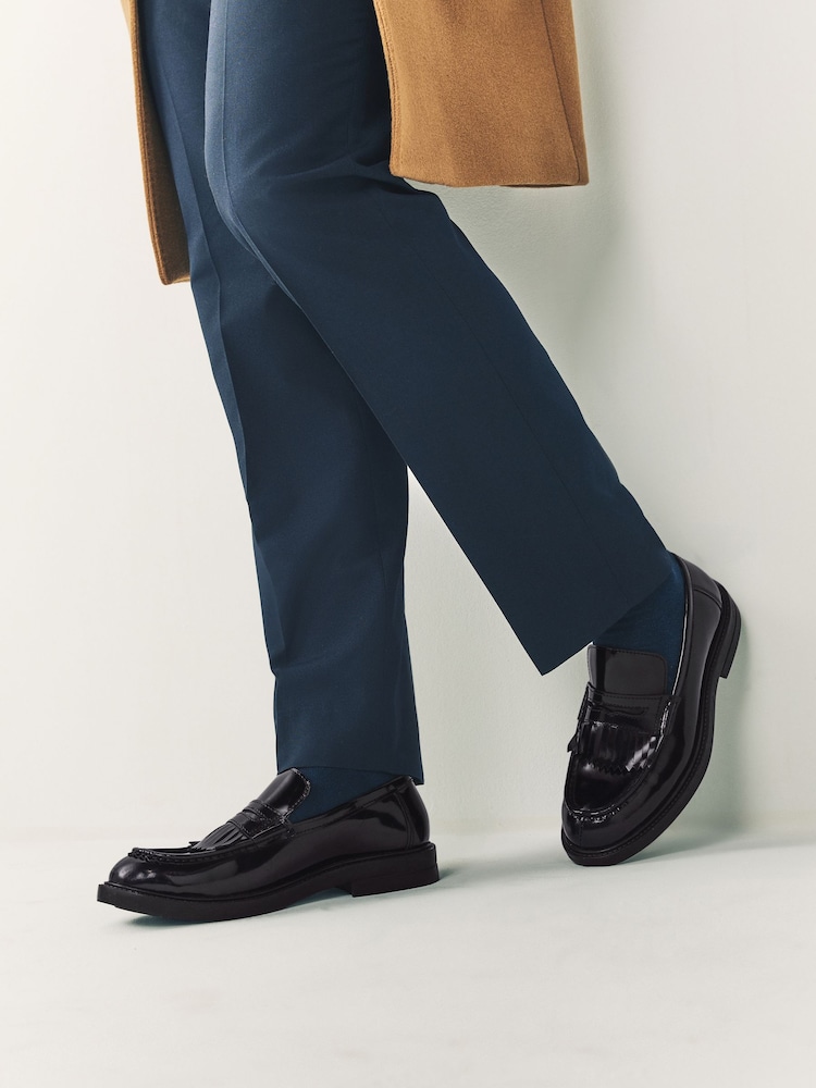 Burgundy Red Fringe Penny Loafers - Image 2 of 5