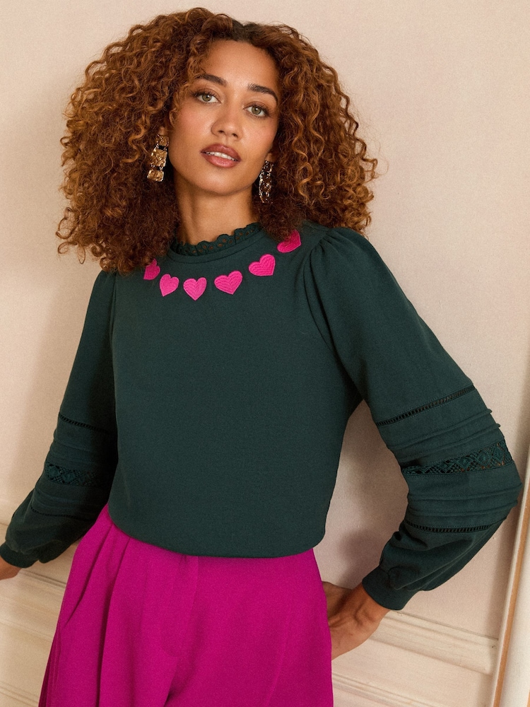 Love & Roses Green Crew Neck Jersey Sweatshirt - Image 1 of 4