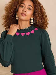 Love & Roses Green Crew Neck Jersey Sweatshirt - Image 2 of 4