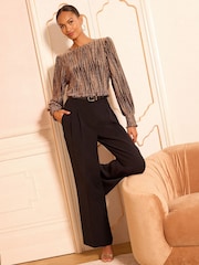 Love & Roses Gold Long Sleeve Textured Top - Image 3 of 4