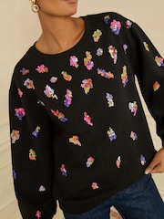 Love & Roses Black And Multicoloured Sequin Crew Neck Jersey Sweatshirt - Image 2 of 4