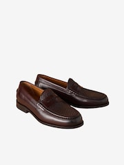 Brown Signature Leather Sole Woven Loafers - Image 1 of 5