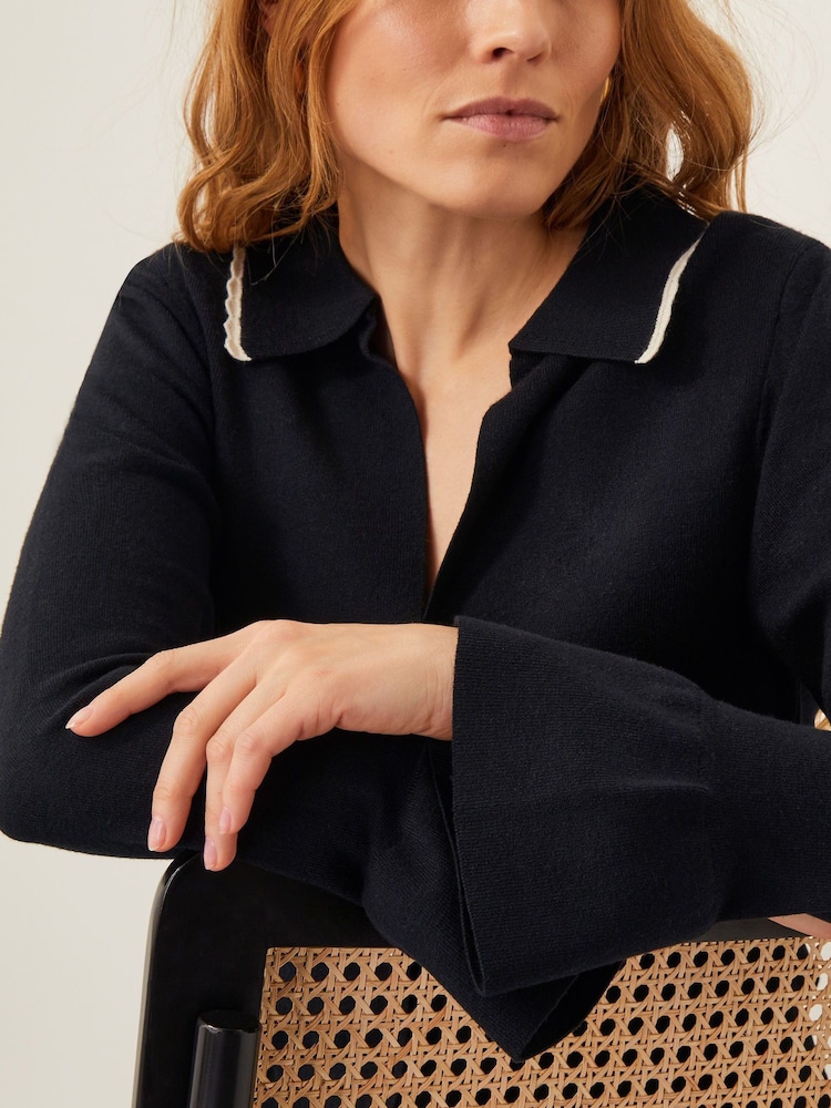 Monsoon Black Bray Flute Sleeve Cardigan - Image 2 of 5 Monsoon Black Bray Flute Sleeve Cardigan - Image 2 of 5