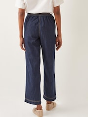 Monsoon Blue Harper Short Wide Leg 100% Cotton Jeans - Image 3 of 4