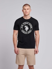 črna - ZDA Polo Assn. Moška majica USPA Circle Print 100% Cotton T-Shirt - Slika 1 iz 7