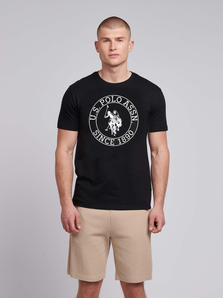 črna - ZDA Polo Assn. Moška majica USPA Circle Print 100% Cotton T-Shirt - Slika 1 iz 7