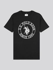 črna - ZDA Polo Assn. Moška majica USPA Circle Print 100% Cotton T-Shirt - Slika 5 iz 7