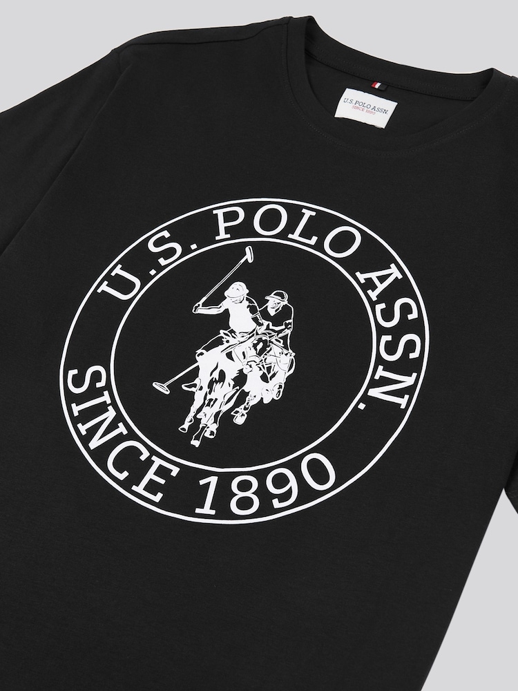 črna - ZDA Polo Assn. Moška majica USPA Circle Print 100% Cotton T-Shirt - Slika 7 iz 7