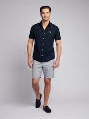 U.S. Polo Assn. Blue Mens Linen Blend Short Sleeve Shirt - Image 4 of 7