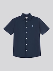 U.S. Polo Assn. Blue Mens Linen Blend Short Sleeve Shirt - Image 5 of 7