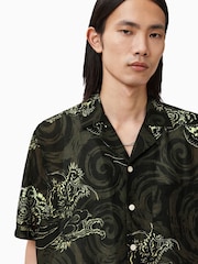AllSaints Green Sidewinder Short Sleeve Shirt - Image 2 of 7
