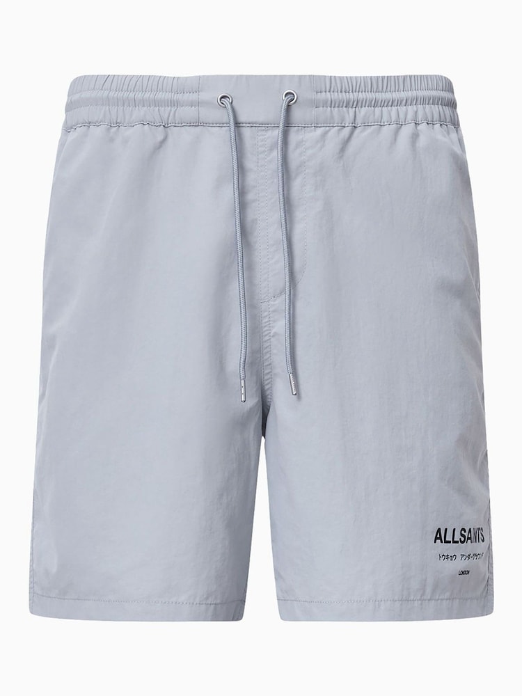 AllSaints Grey Underground Swim Shorts - Image 10 of 10