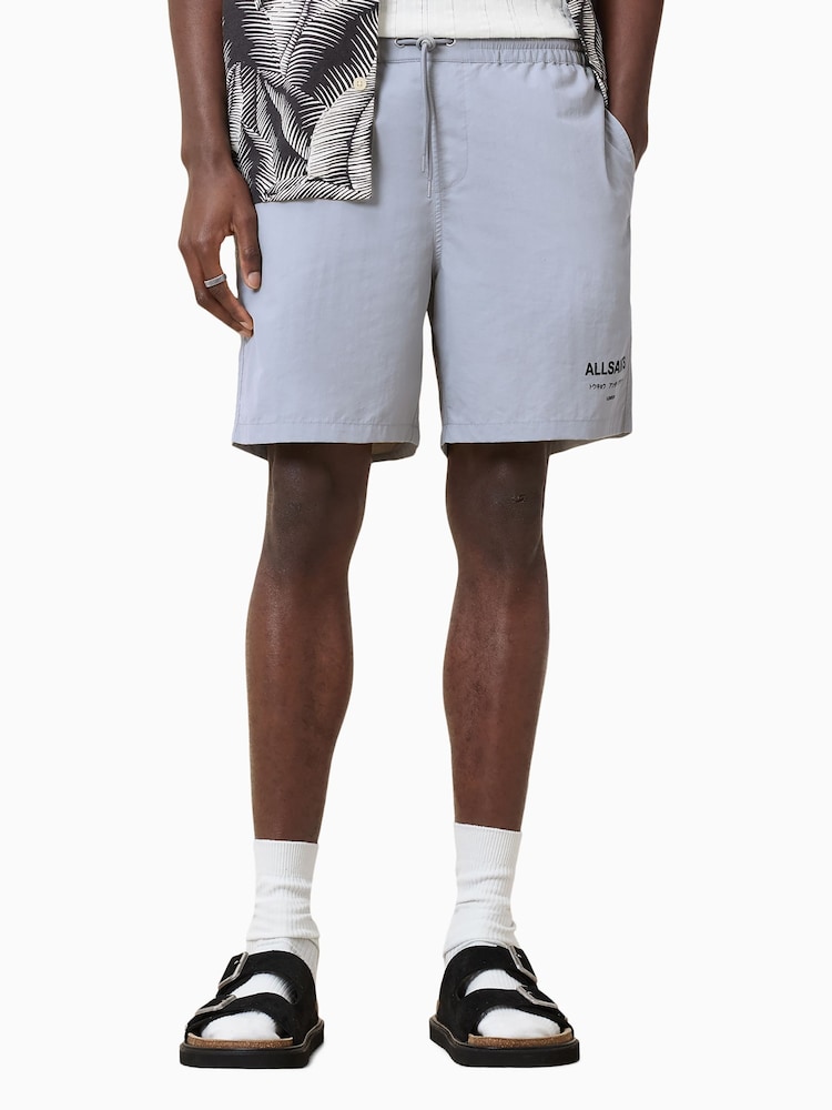 AllSaints Grey Underground Swim Shorts - Image 2 of 10