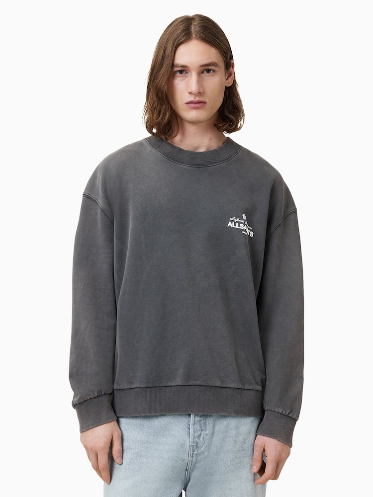 AllSaints Grey Soleil Crew 100% Organic Cotton Sweatshirt - Image 1 of 6