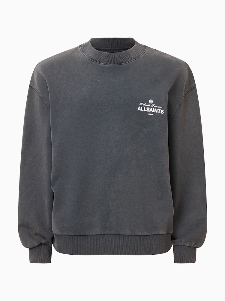 AllSaints Grey Soleil Crew 100% Organic Cotton Sweatshirt - Image 6 of 6