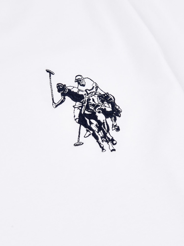 أبيض - U.S. Polo Assn. Mens Large Player 100% Cotton T-Shirt - صورة 3 من 3