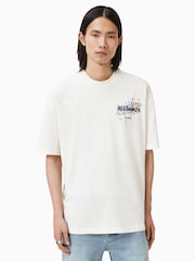 AllSaints White Wavy Short Sleeve Crew 100% Organic Cotton T-Shirt - Image 1 of 6