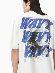 AllSaints White Wavy Short Sleeve Crew 100% Organic Cotton T-Shirt - Image 2 of 6
