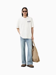 AllSaints White Wavy Short Sleeve Crew 100% Organic Cotton T-Shirt - Image 3 of 6